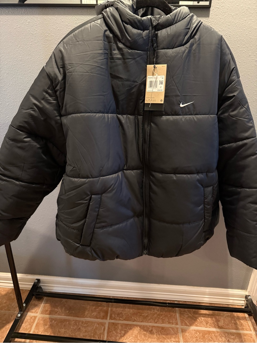 Nike Black Quilted Puffer Jacket with Hood